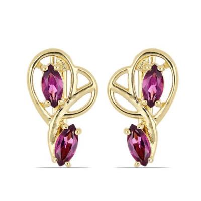 BUY NATURAL RHODOLITE GEMSTONE CLASSIC EARRINGS IN STERLING SILVER